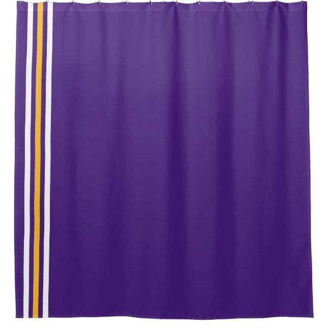 School Colors Purple White Gold Yellow Shower Curtain (Front)