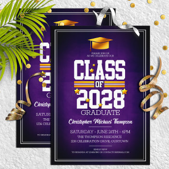 School Colors Purple | Yellow Graduation Party Invitation by reflections06 at Zazzle