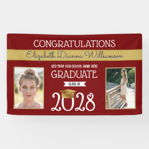 School Colors Red and Gold Graduation Banner