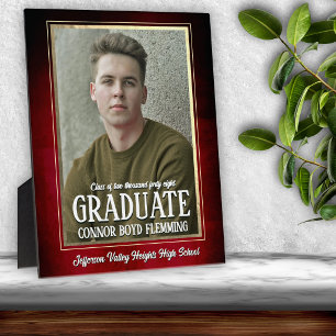 School Colors Red and Gold Graduation Photo Plaque