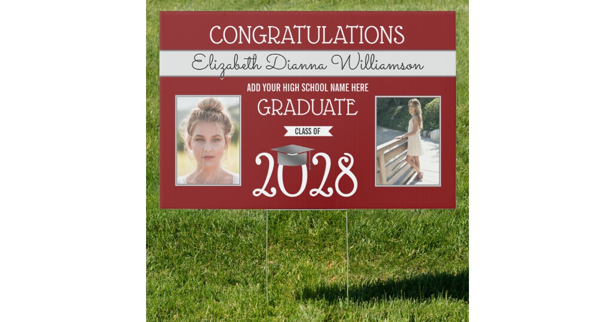 School Colors Red and Silver Graduation Sign | Zazzle