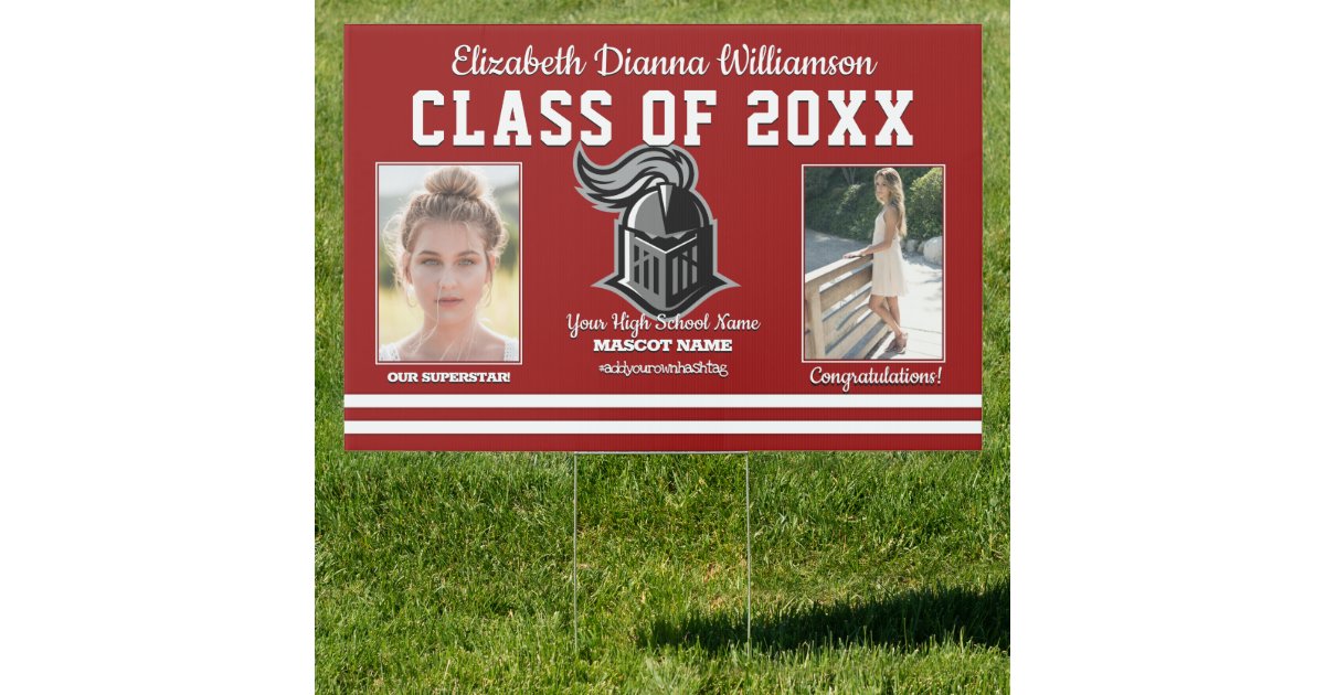 School Colors Red and White Graduation Lawn Sign | Zazzle