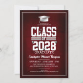 School Colors Red | Silver Graduation Party Invitation (Front)