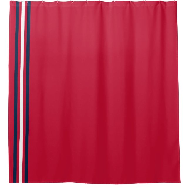 School Colors Red White and Navy Blue Shower Curtain (Front)