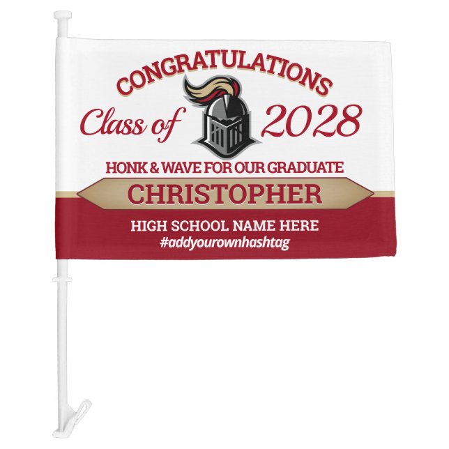 School Colors with Mascot Graduation Car Flag (Front)