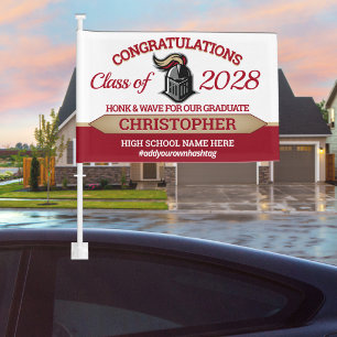 School Colors with Mascot Graduation Car Flag