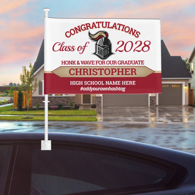 School Colors with Mascot Graduation Car Flag (Creator Uploaded)