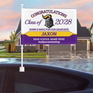 School Colors with Mascot Graduation Car Flag