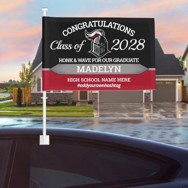 School Colors with Mascot Graduation Car Flag (Creator Uploaded)