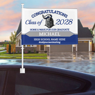 School Colors with Mascot Graduation Car Flag