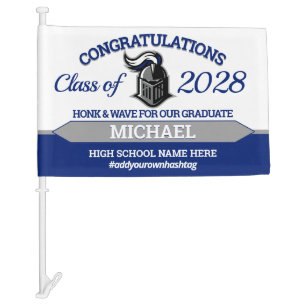 School Colors with Mascot Graduation Car Flag