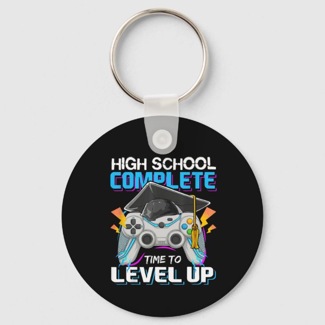 School Complete Time To Level Up Video Game Gradua Keychain (Front)
