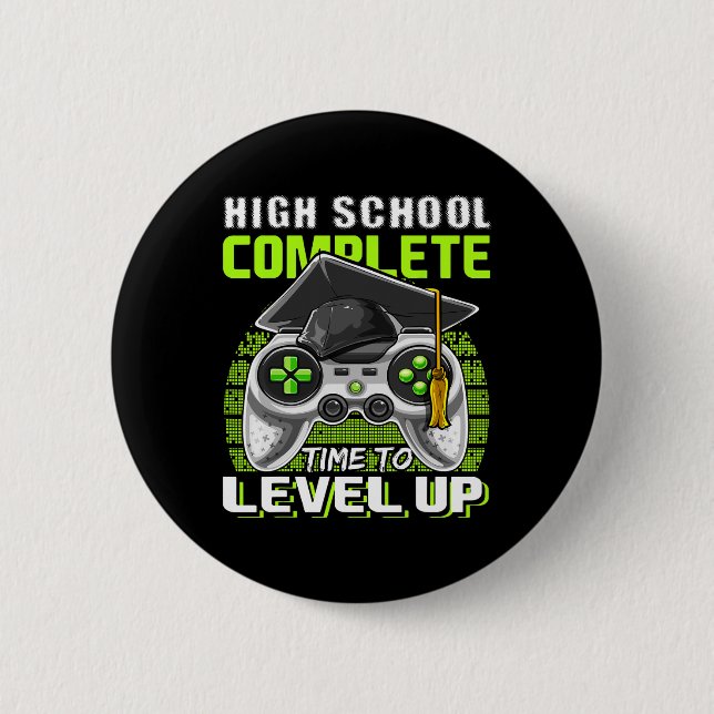 School Complete Video Game Senior Graduation Gift  Button (Front)