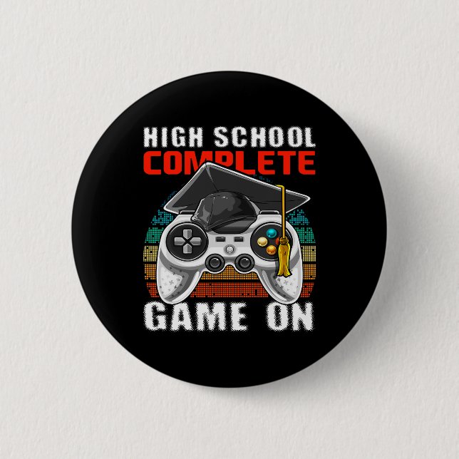 School Complete Video Game Senior Graduation Gift  Button (Front)