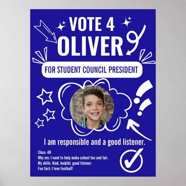 School Council Voting Poster Template for Kids  (Front)