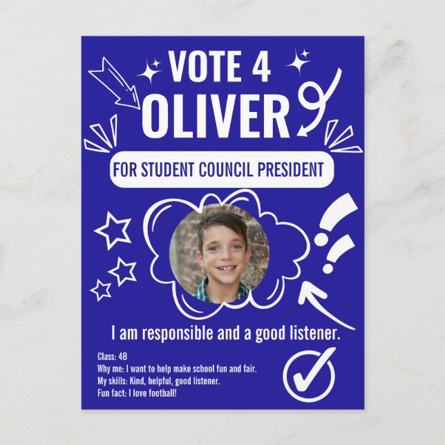 School Council Voting Template for Kids  Postcard (Front)