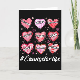 School Counseling Counselor Life Hearts School Val Card
