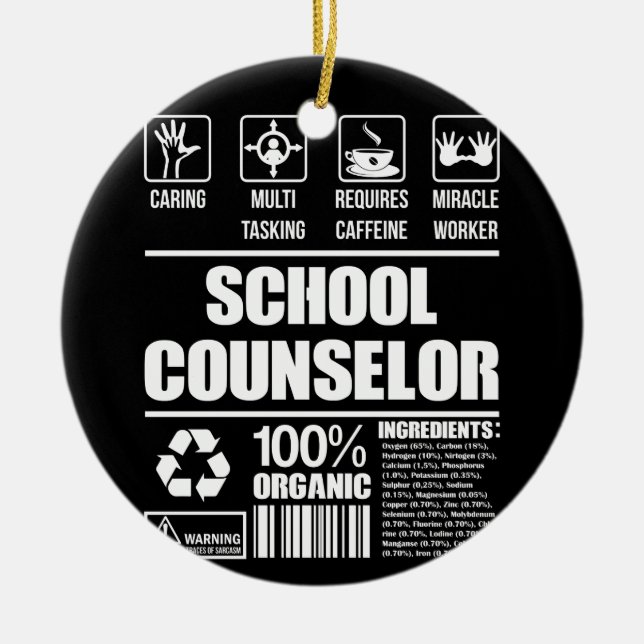 School Counselor 100% Organic Ceramic Ornament (Front)