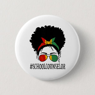 School Counselor African Women Messy Bun Black His Button