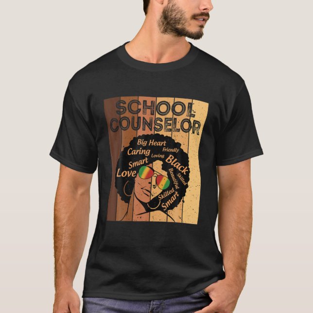 School Counselor Afro African American Black Histo T-Shirt (Front)