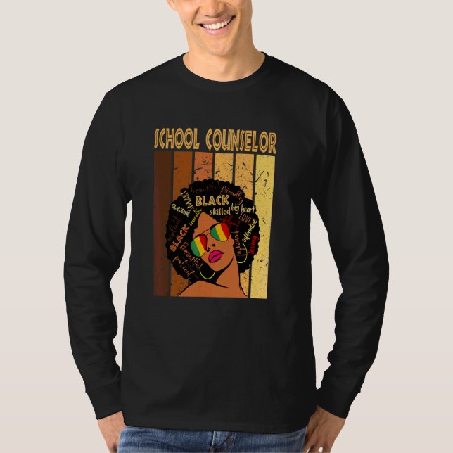 School Counselor Afro African American Black Histo T-Shirt (Front)