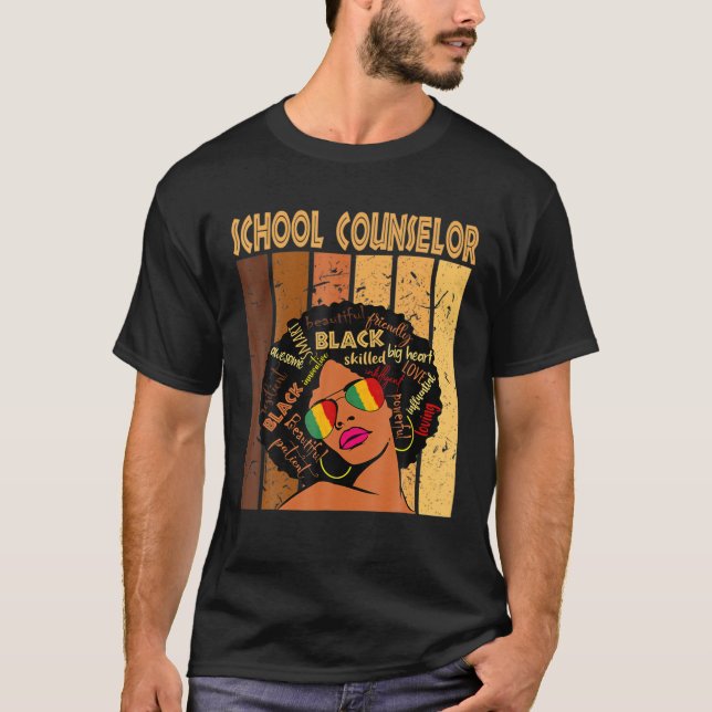 School Counselor Afro African American Black Histo T-Shirt (Front)