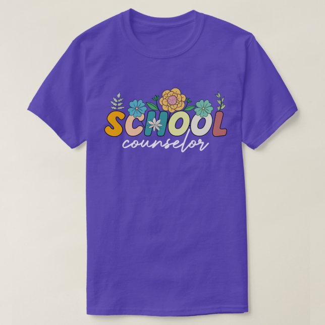 School Counselor Appreciation Wildflower Colorful T-Shirt (Design Front)