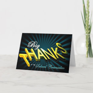 School Counselor Big Thank You stripes card