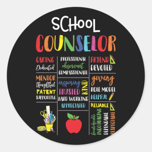 School Counselor Caring Dedicated Friend Devoted Classic Round Sticker