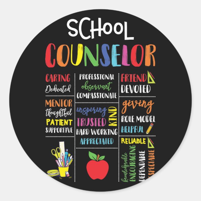School Counselor Caring Dedicated Friend Devoted Classic Round Sticker (Front)