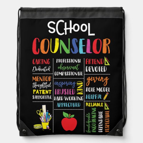 School Counselor Caring Dedicated Friend Devoted Drawstring Bag