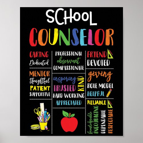 School Counselor Caring Dedicated Friend Devoted Poster