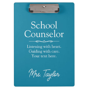School Counselor Custom Modern Calming Deep Teal Clipboard