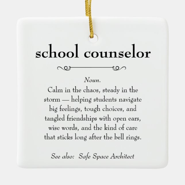 School Counselor Definition Appreciation Gift Ceramic Ornament (Front)