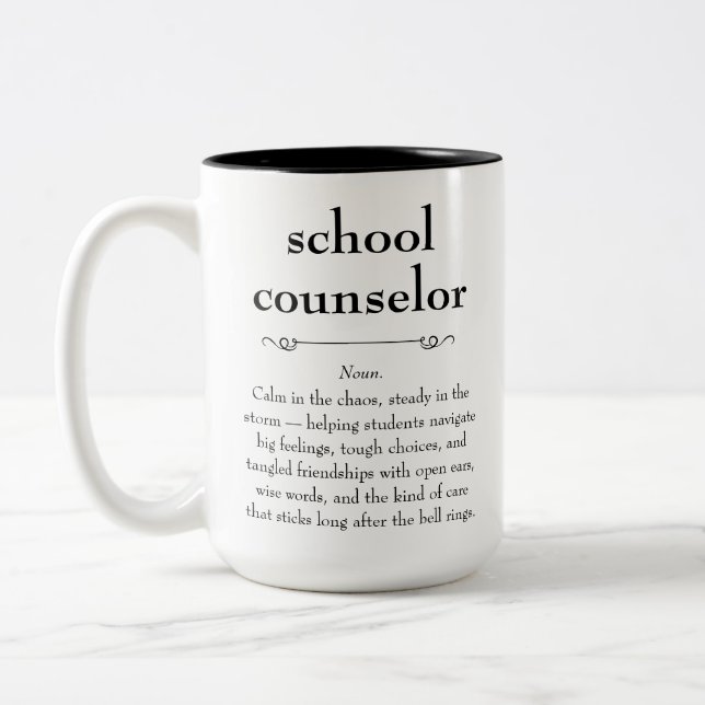 School Counselor Definition Appreciation Gift Two-Tone Coffee Mug (Left)