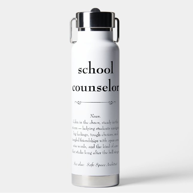 School Counselor Definition Appreciation Gift Water Bottle (Front)