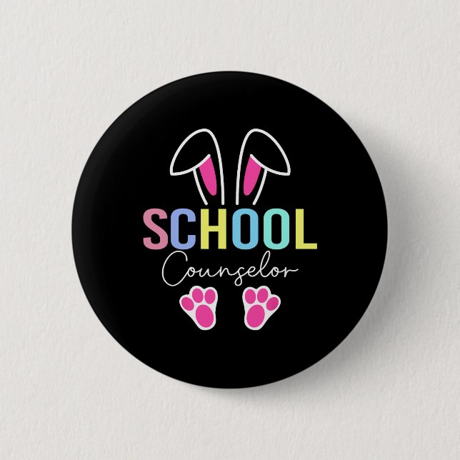 School Counselor Easter Teacher School Counseling  Button (Front)