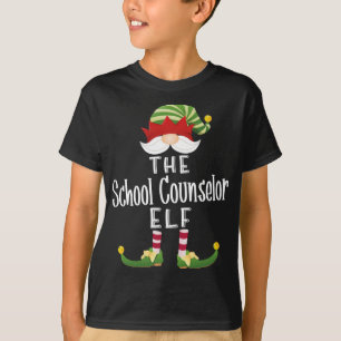 School Counselor Elf Christmas Funny Pajama Party T-Shirt