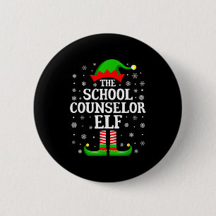 School Counselor Elf Funny Christmas Family Matchi Button