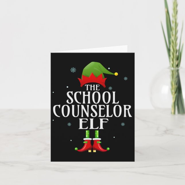School Counselor Elf Xmas Matching Family Group Ch Card (Front)