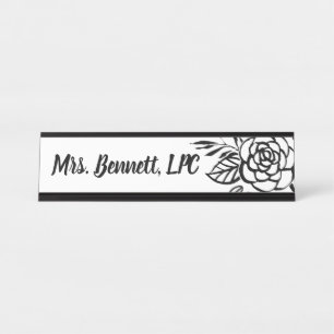 School Counselor Floral Desk Name Plate