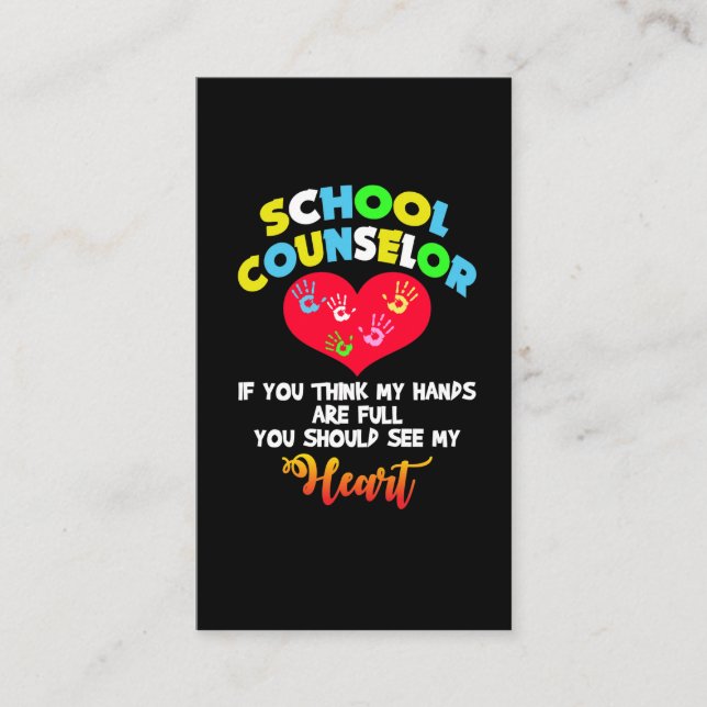 School Counselor Full Heart Appreciation Gift idea Business Card (Front)