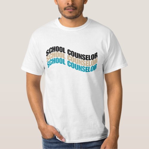 School Counselor in Wavy Text Simple Men T_Shirt