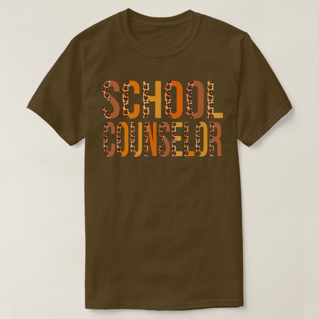 School Counselor leopard Cute Fall Autumn Thanksgi T-Shirt (Design Front)