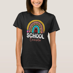 School Counselor Leopard Rainbow Back To School Te T-Shirt
