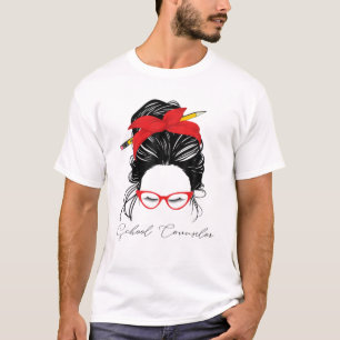 School Counselor Messy Bun Funny Back To School 20 T-Shirt