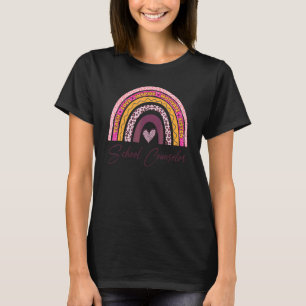 School Counselor Pink Leopard Rainbow Teach Love I T-Shirt