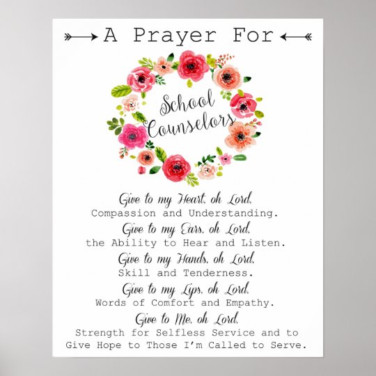 School Counselor Prayer Art Poster Zazzle Com
