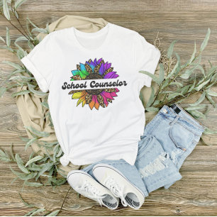 School Counselor Profession Rainbow Sunflower T-Shirt