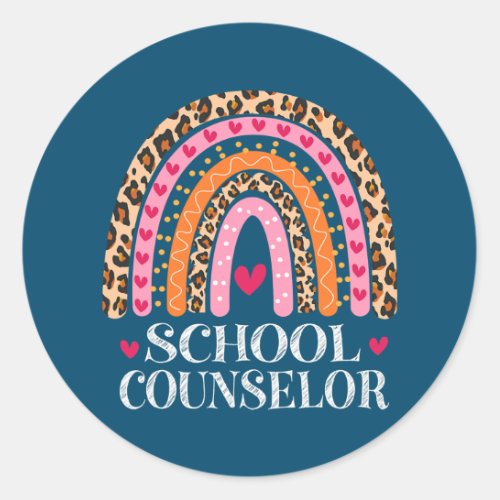 School Counselor Rainbow Leopard Appreciation Classic Round Sticker